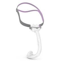 Load image into Gallery viewer, An AirFit P10 nasal mask system for Her, including headgear, frame, and cushions.