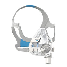 Load image into Gallery viewer, An image of the ResMed AirFit F20 full face mask system, showing the complete CPAP mask with headgear and cushion.
